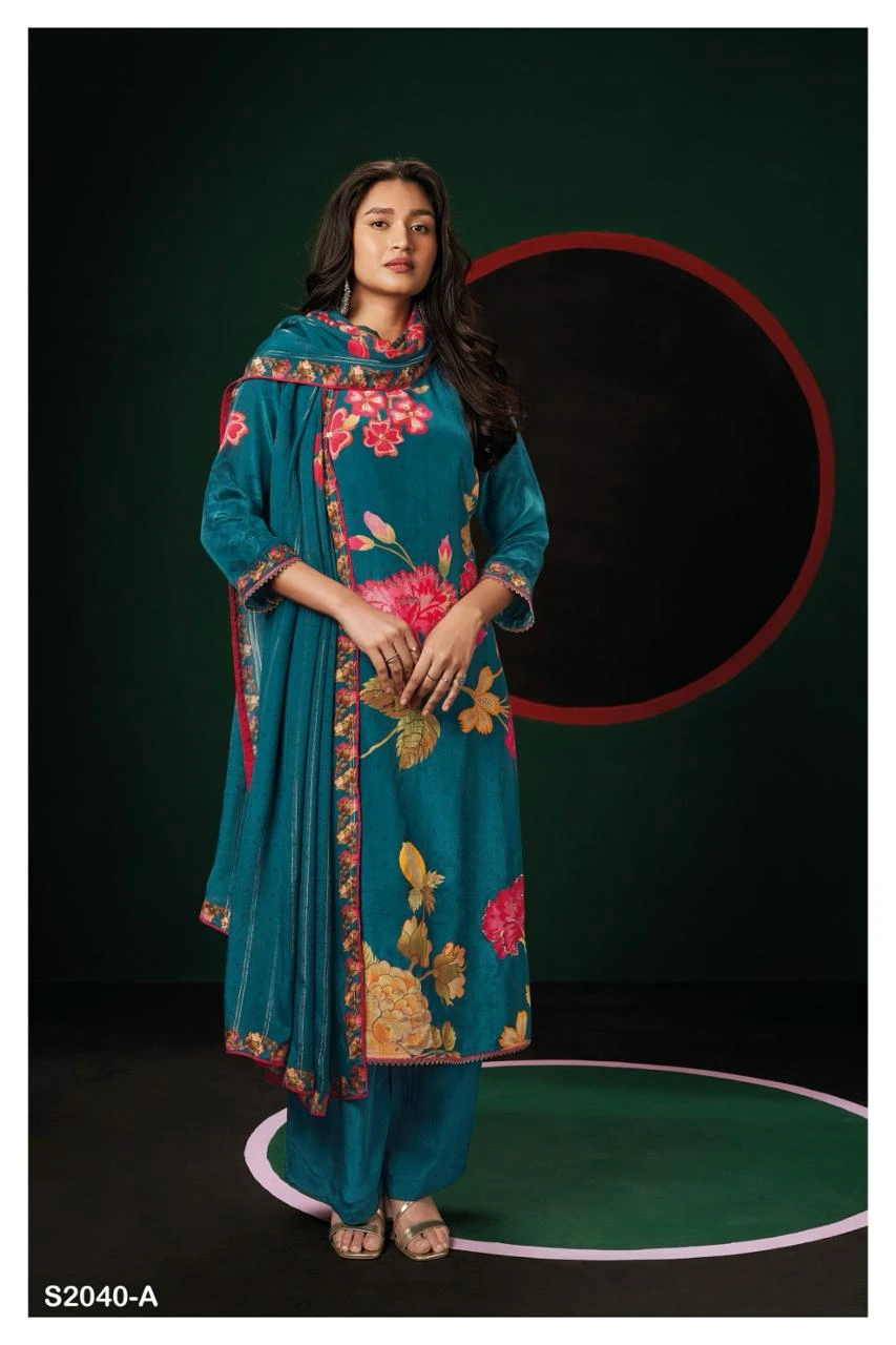 Ganga Leida 2040 Premium Pure Silk Salwar Suit Wholesale Catalog — Wholesale Salwar Suits, Ganga wholesale from Surat — view 4